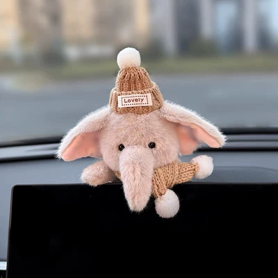 2026 New Cute Little Elephant Car ornaments - khaki-knit-set-elephant-print