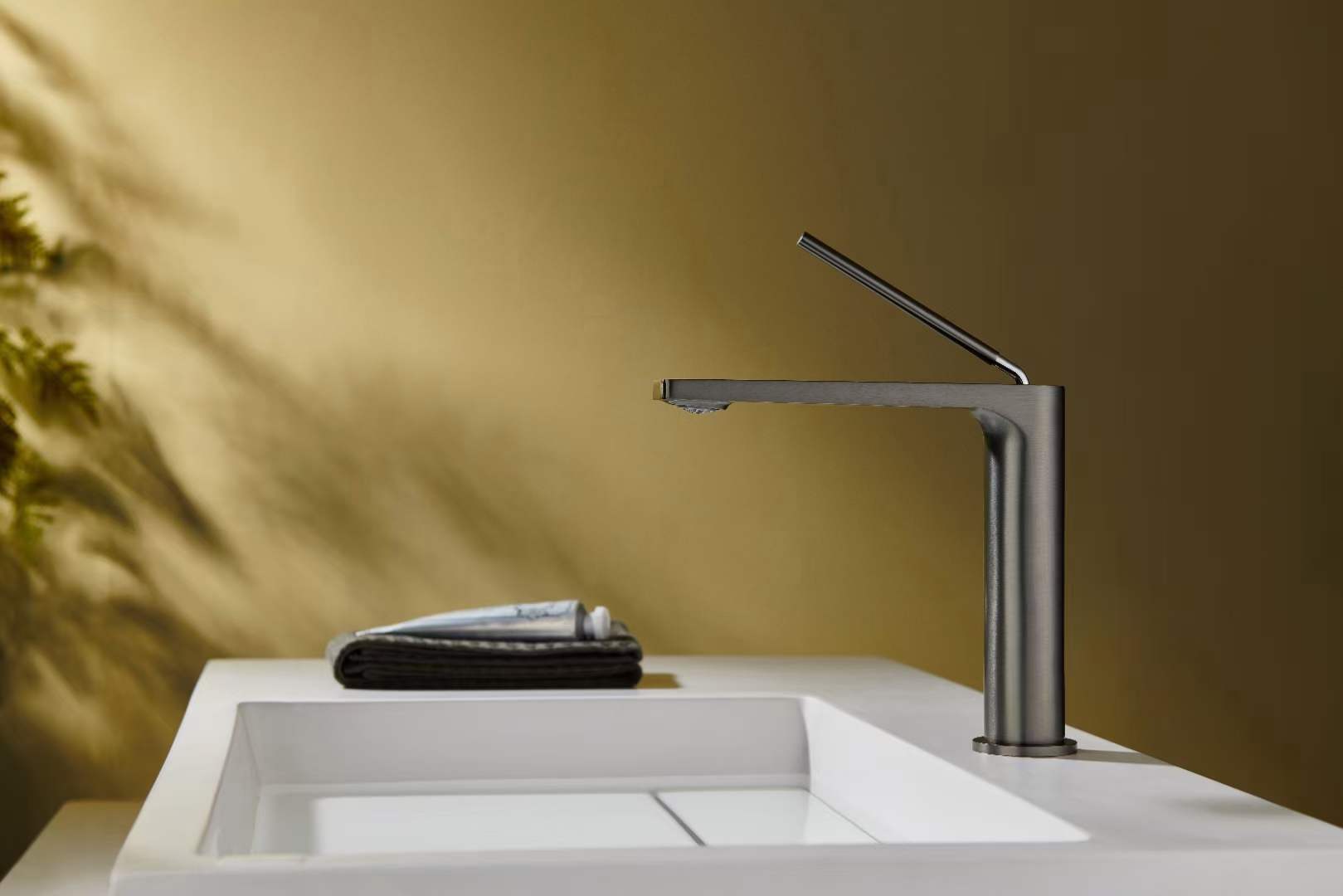 All-copper washbasin faucet, hot and cold household bathroom, washbasin gun, gray all-copper washbasin faucet undefined