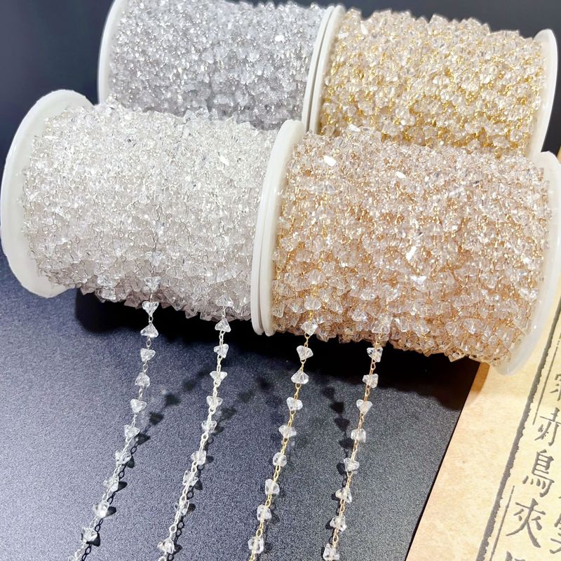 純銅保色三角水晶チェーン古風ヘアピン流蘇材料diy水晶チェーン手作りアクセサリー部品|undefined