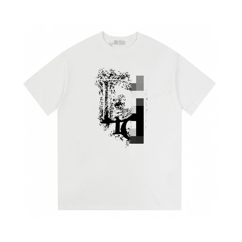 クロスボーダー 25ssCD ホームファッションブランド春夏新作落書きペイントレタープリントユニセックス純綿半袖Tシャツ|undefined