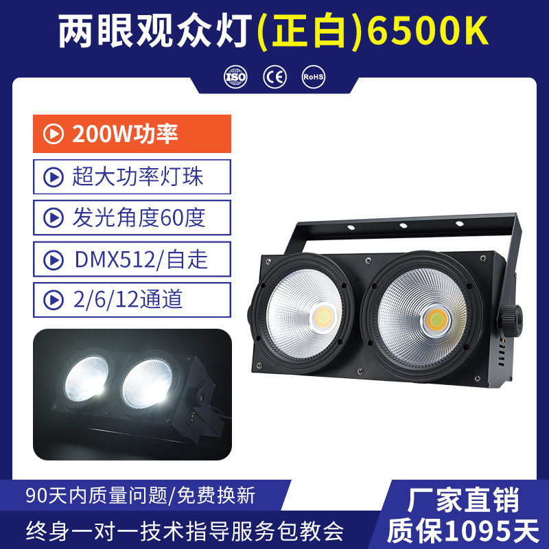Wenjing etapa 200W dos ojos audiencia luz COB Luz de inundación par barra de luz rendimiento superficie luz 2-ojo Luz de relleno