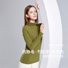 Turtleneck women's bottoming shirt Silk protein skin-beautifying clothing Thickened antibacterial knitted bottoming shirt DeRong fever autumn clothing