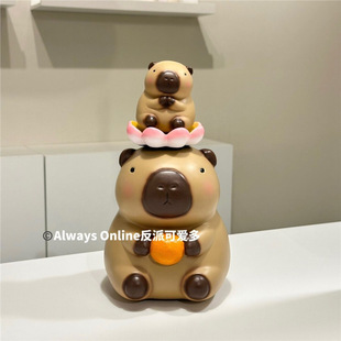 Villain Cute Multi-Card Capibara Creative Piggy Bank Capybara Lotus Ins Style Decorative Ornaments Desktop Piggy Bank