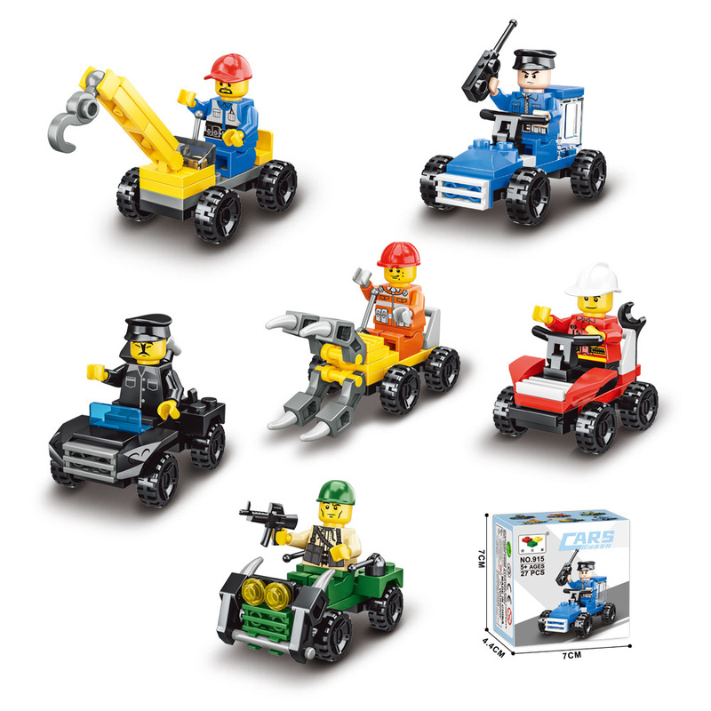 Building Blocks with Small Particles, Military Engineering Vehicles, Children's Boys' Assembly Blocks, Police Car Mixed Toys, Gift Wholesale