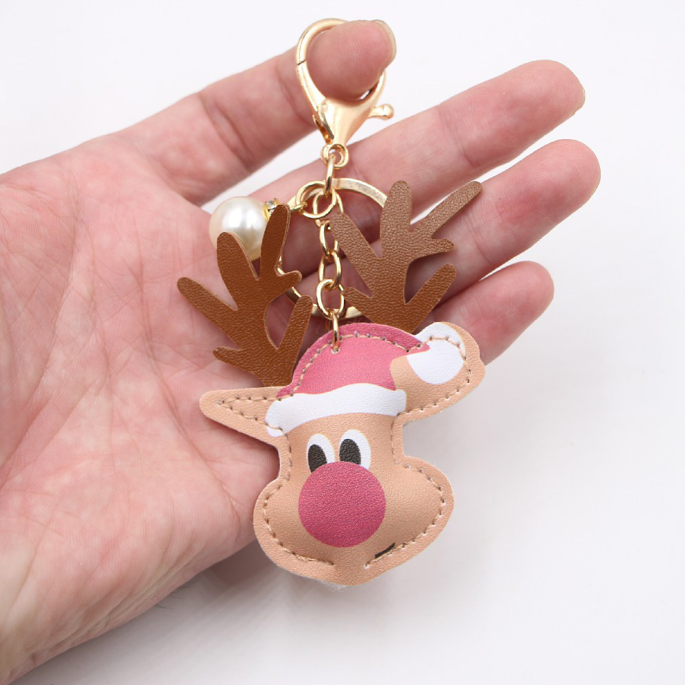 Christmas Elk Leather Keychain Pendant Animal Fawn Pendant Keychain display picture 4