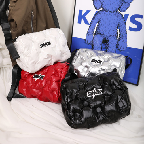 2024 summer new cross-border down bag women's fashion trendy brand crossbody bag space cotton filled cotton pillow bag wholesale