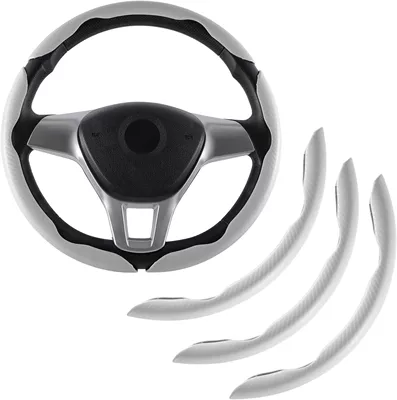 Cross-Border Car Steering Wheel Cover, Steering wheel cover - fiber-white-pack-of-3-38cm-round