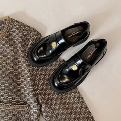 【Sheii蘇ライン】ツバキの花の恋 ~ 小金は厚い底の怠け者の楽福靴の女性の靴の小さい革靴を掛けます。