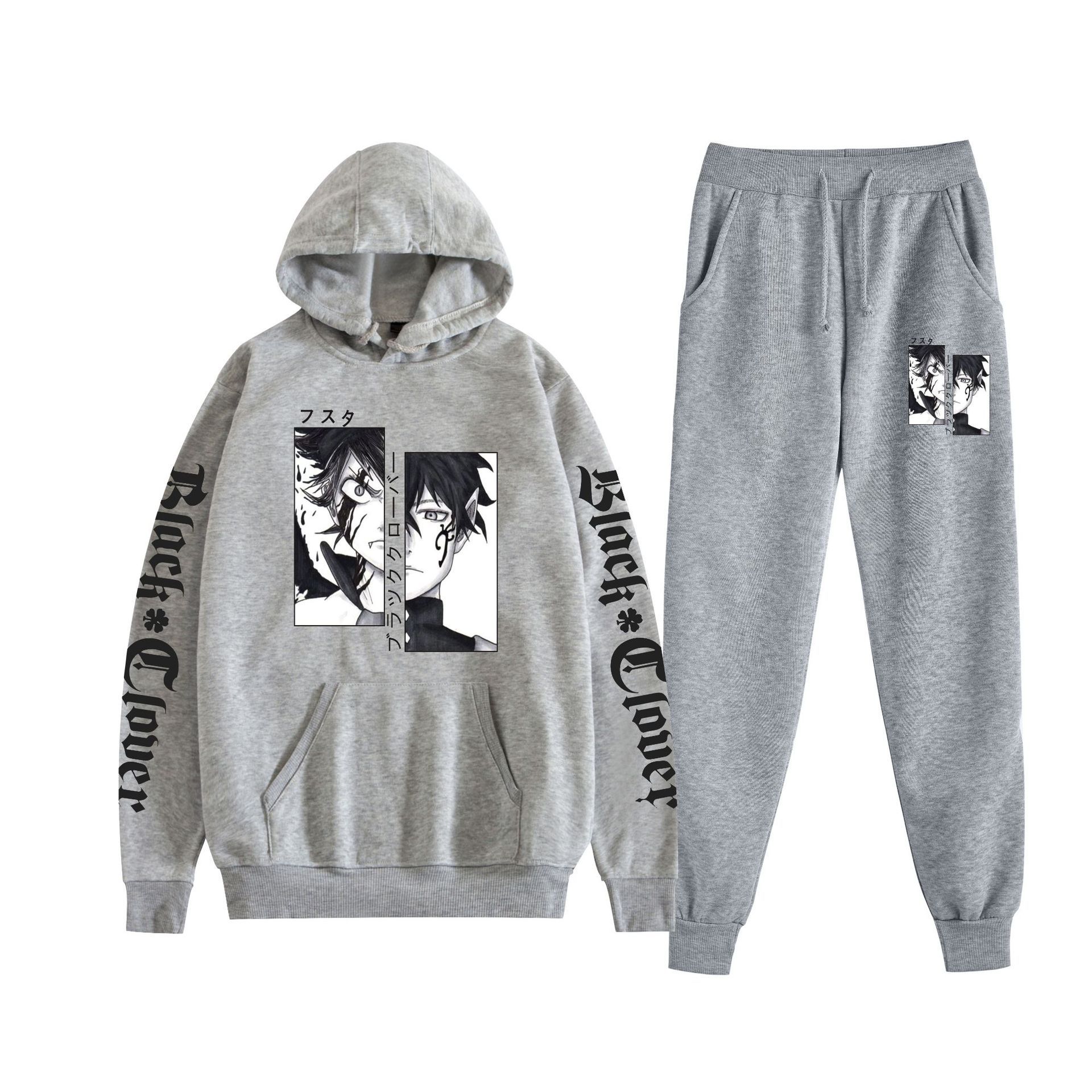 Comercio exterior nuevo estilo riman black trébol de cuatro hojas-Black Clover suéter con capucha corsés traje de dos piezas