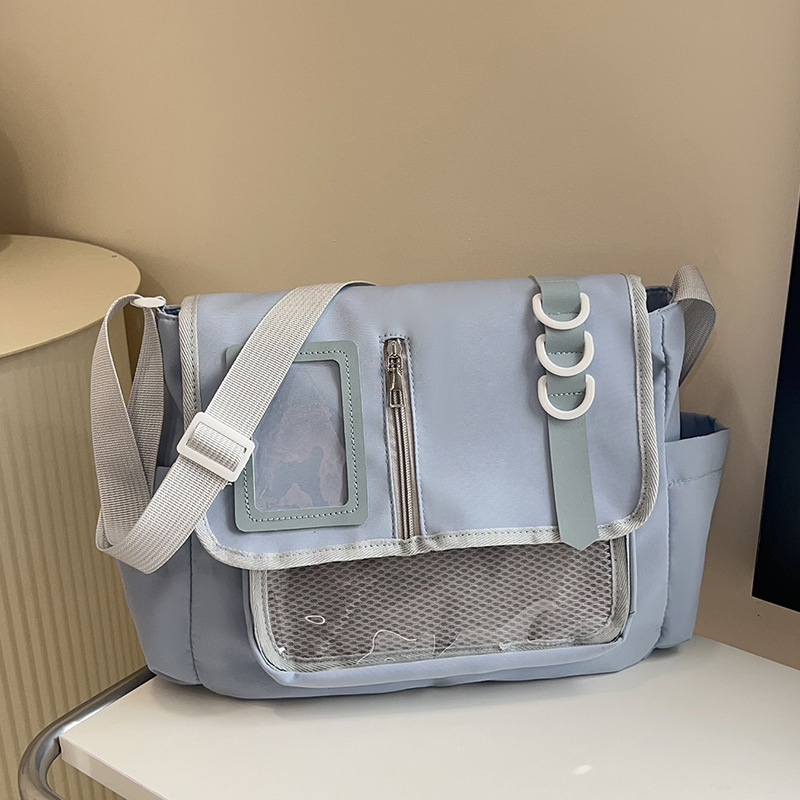 Bolso de tela de nailon japonés, diseño de estilo universitario, bolso de hombro de costura informal, bolso de dolor transparente ligero, bolso de mensajero, marea