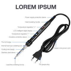 跨境80W數顯可調溫電烙鐵工具包萬用表套裝維修焊接修理工具