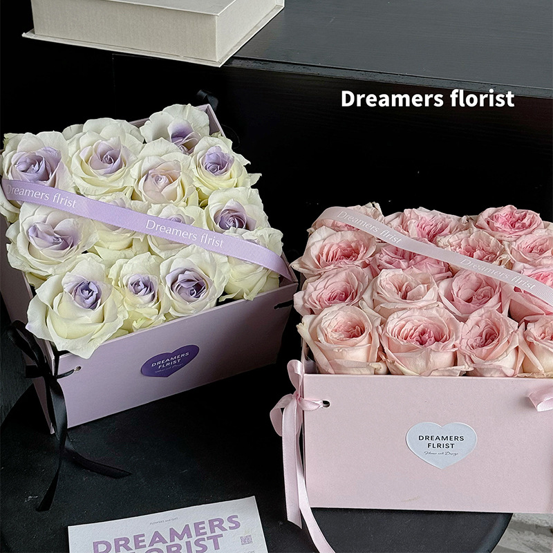 七夕甜心绑带花盒鲜花包装礼盒送女友花束浪漫包装盒材料花艺花店