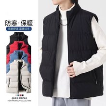背心保暖上衣棉衣外套休闲潮流百搭时尚坎肩无袖百搭黑色纯色马甲
