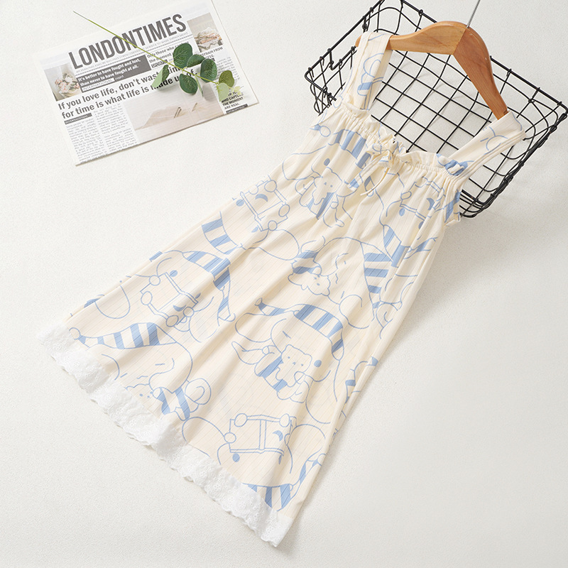 Girls' suspender nightdress summer girls' 2024 New Princess style thin fairy summer children's pajamas outer wear