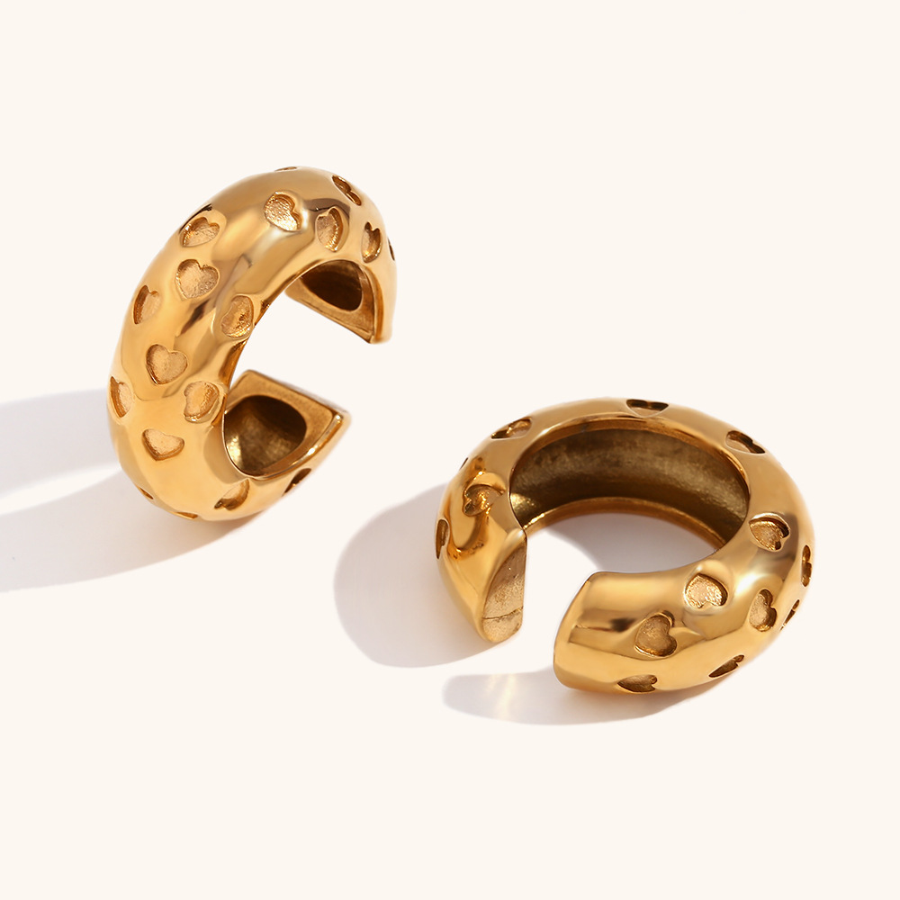 Daily, Street Occasion 1 Pair Retro Lady Roman Style Geometric Plating Stainless Steel Ear Cuffs
