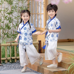 漢服男女童中國風套裝夏季2024新款兒童古風唐裝寶寶中式演出衣服