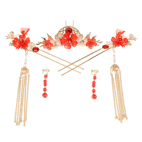 New Hanfu headdress with tassels, a full set of ancient style hairpins, Chinese style classical simple hair accessories, super fairy ancient costume step hairpins