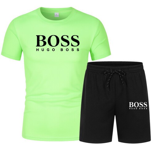2025 Cross-border Summer New Mesh Short-sleeve T-shirt Men's Fashion Casual Sports Set Loose Men's Two-piece Set