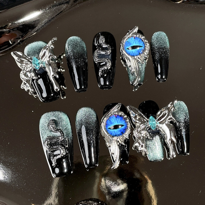 Europe and the United States heavy industry pure hand-worn armor boutique nail patch finished wholesale metal butterfly false nails removable Europe and the United States heavy industry pure hand-worn armor boutique nail patch finished wholesale metal butterfly false nails removable