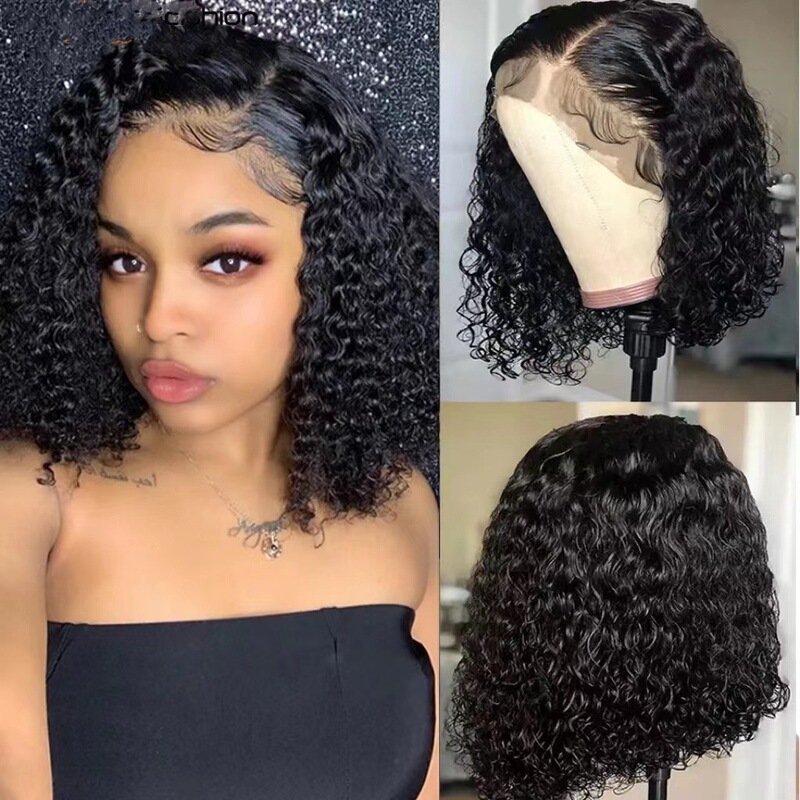 Front Lace Small Roll Wig African Women Hot Short Curly Brazilian Small Curly Full Head Cover Factory One Piece Hair