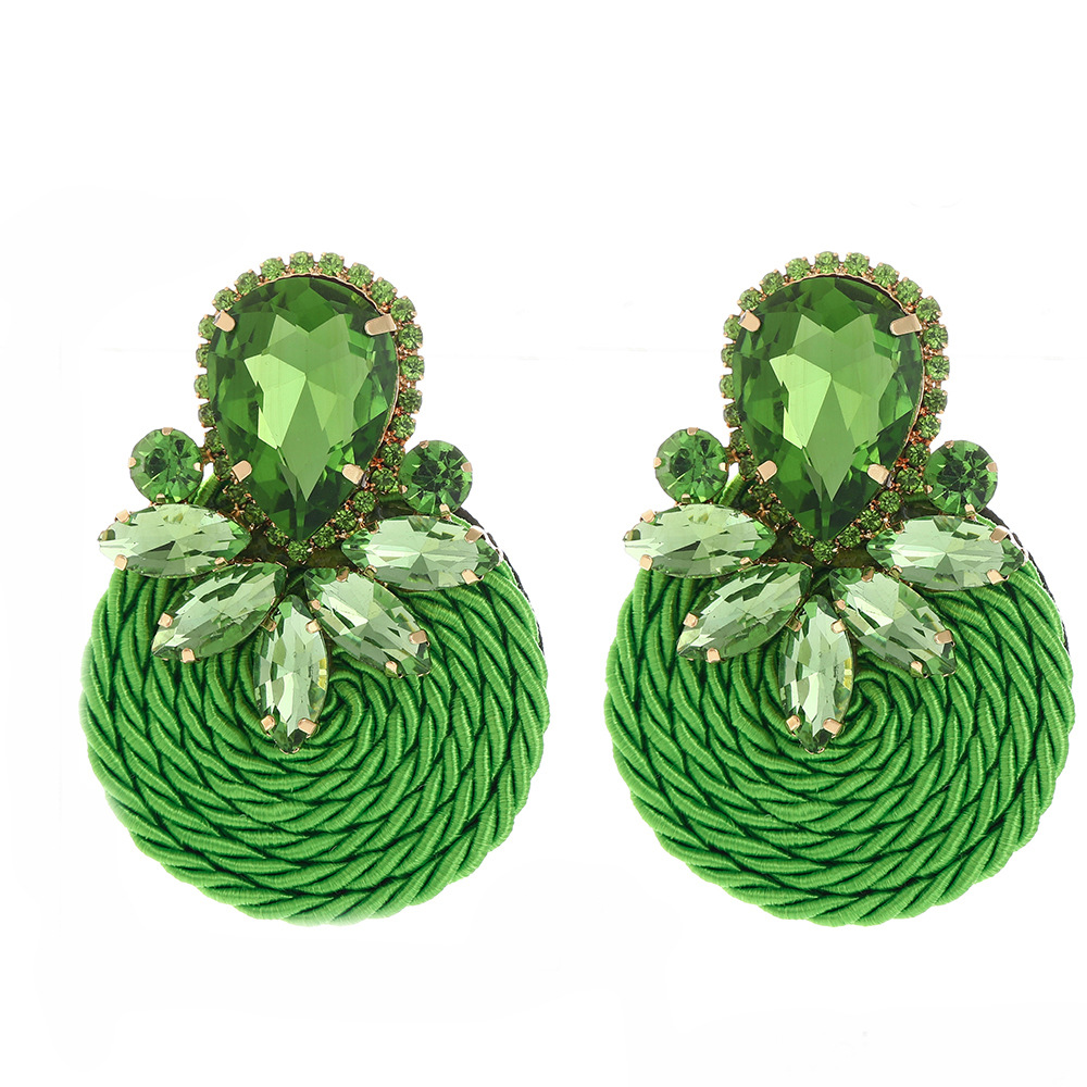 Fashion Round Diamond Braided Earrings display picture 12