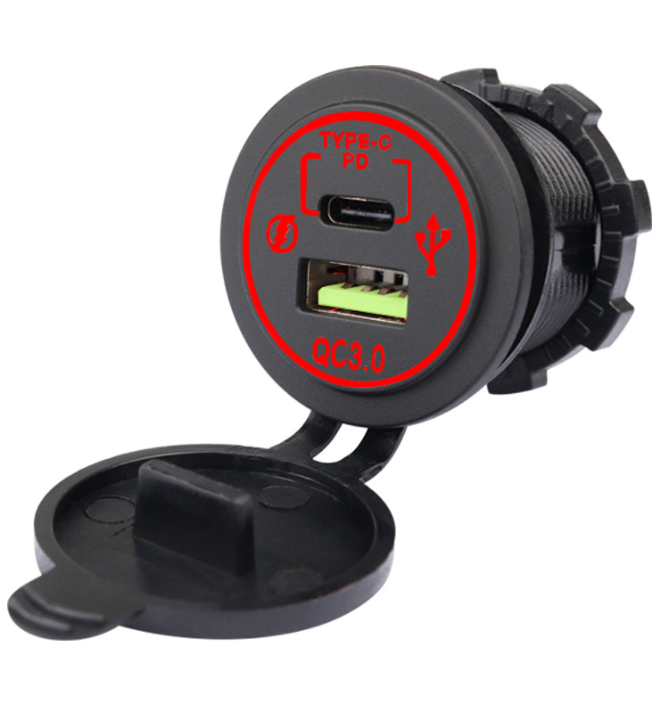 Cross-Border Car, Motorcycle, Rv, Car Charger, Mobile Phone Charger, Modified Car Charger Qcpd with Aperture