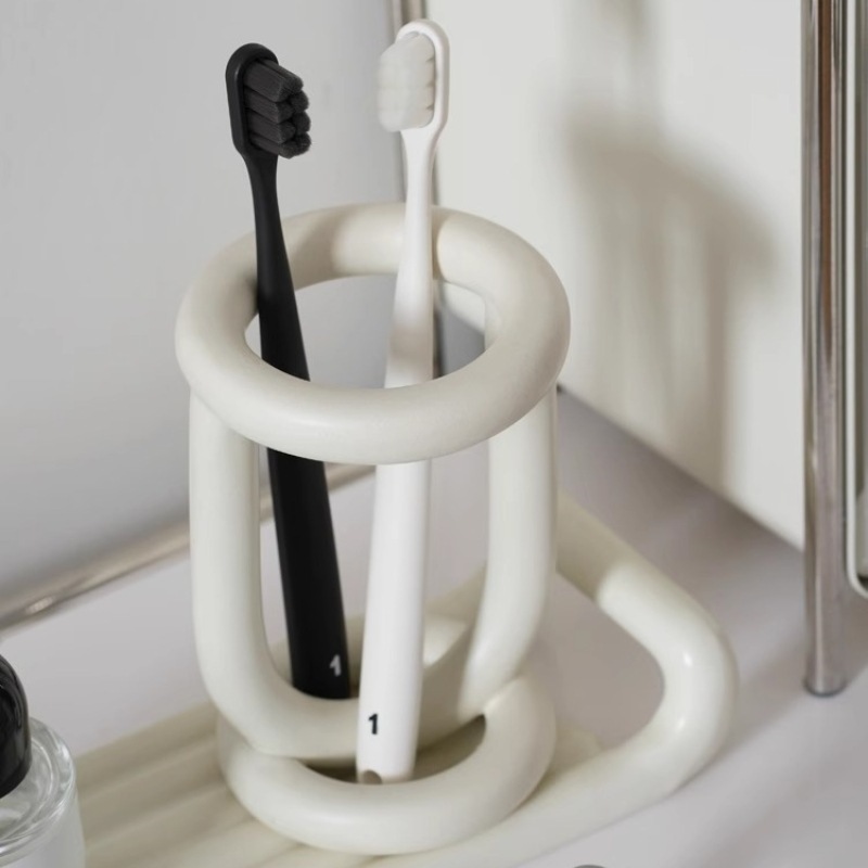 トイレクリエイティブセラミック歯ブラシホルダー家庭用洗面台歯具歯磨き粉化粧ペン装飾収納棚|undefined