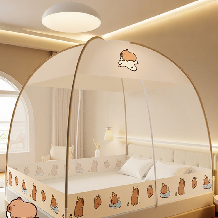 Mongolian Yurt Installation-Free Mosquito Net Full-Cover Home Bedroom 2025 New Full-Bottom Baby Single Bed Anti-Fall Pattern Net