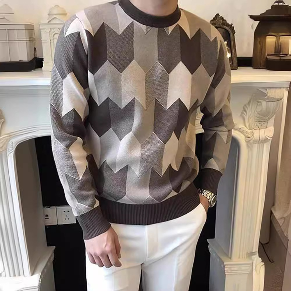 Geometric Jacquard Sweater Back View