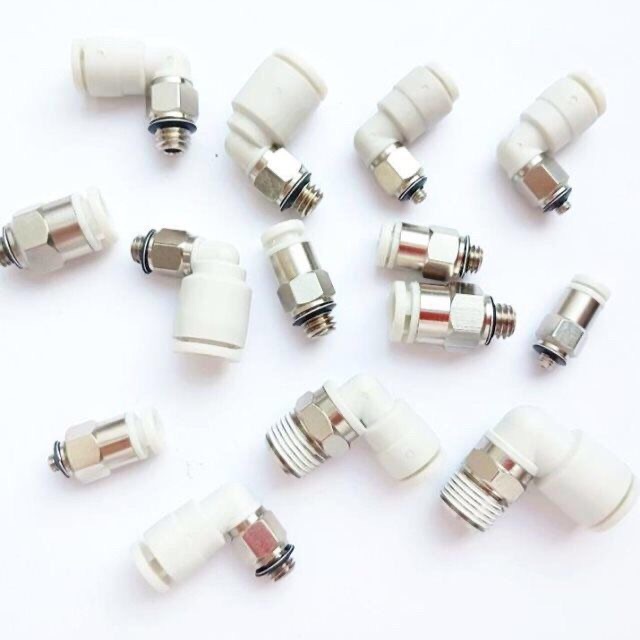 迷你弯头外螺纹气管接头气动快接SMC型KJL04/06-M3/M5/M6/01S微型