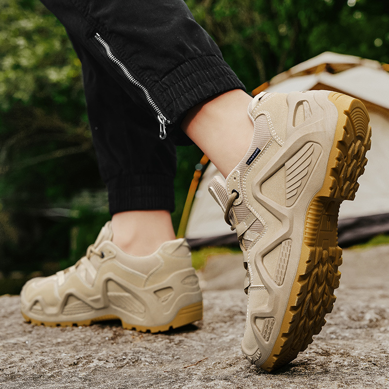 Bottes Martin basses pour hommes, idéales pour l'automne, les sports de plein air, les voyages et la randonnée. Semelles épaisses antidérapantes. Chaussures de travail à semelles épaisses._voghion.com