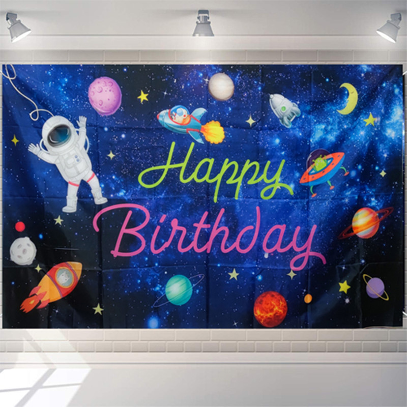 亚马逊太空宇航员主题派对装饰横幅生日派对装饰拍照背景布可定