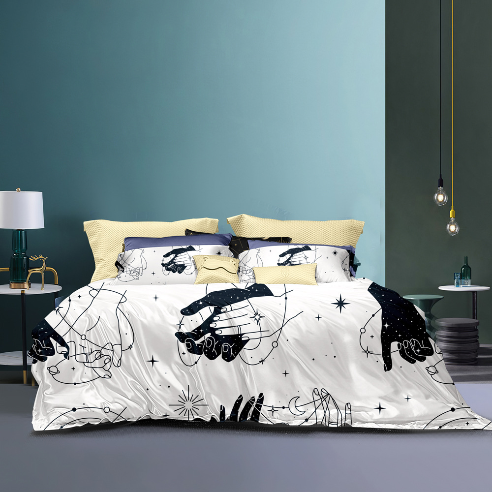 Set pattern constellation starry sky 90g matte duvet cover pillowcase_voghion.com