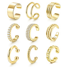 亚马逊热销非穿孔耳夹银色圆箍式无穿孔耳夹可调节耳骨夹极简百搭