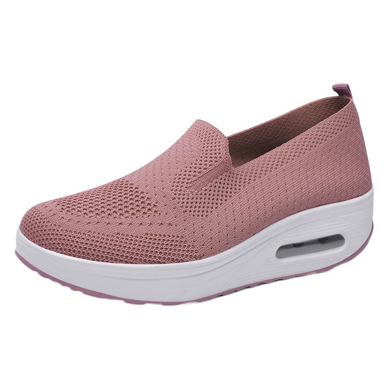 Zapatos deportivos para mujer comercio exterior transfronterizo 2025 nuevos zapatos casuales de suela gruesa con amortiguación de aire, zapatos de malla para caminar con altura de una sola pierna para mujer