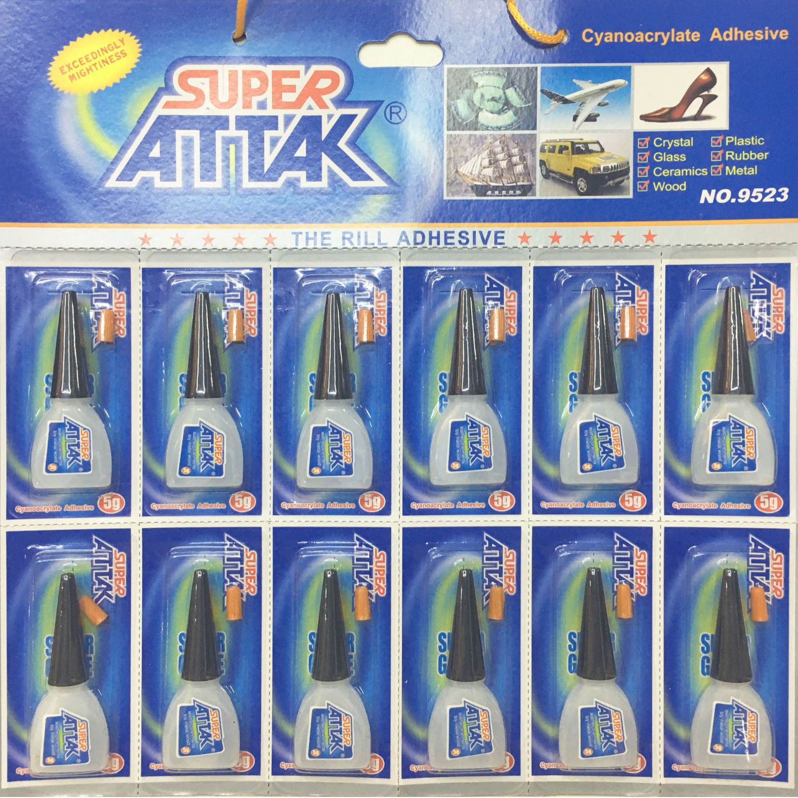 强力502瞬间RILL快速胶 工厂直销5克塑料瓶吸卡多用途胶水