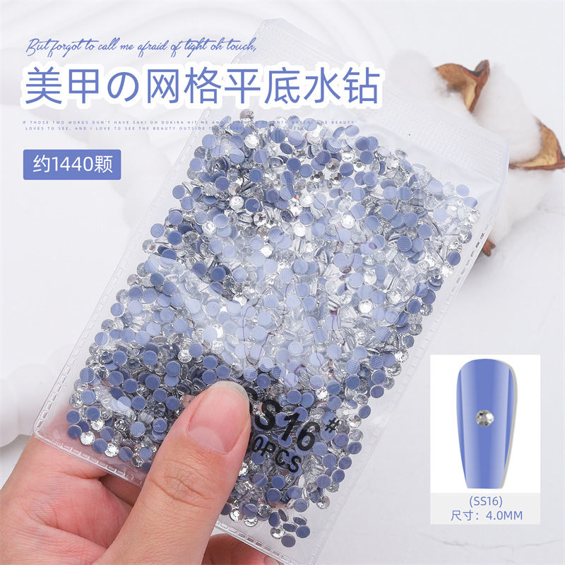 1440 malla de uñas plana rhinestone inferior no gota diamante olímpico blanco AB redondo transparente bolsa grande cristal joyería diamantes
