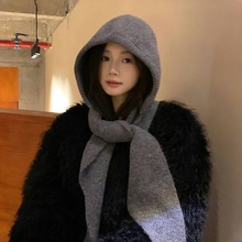 韩版帽子围巾一体加厚保暖针织帽女冬季护耳巴拉克拉法帽毛线帽