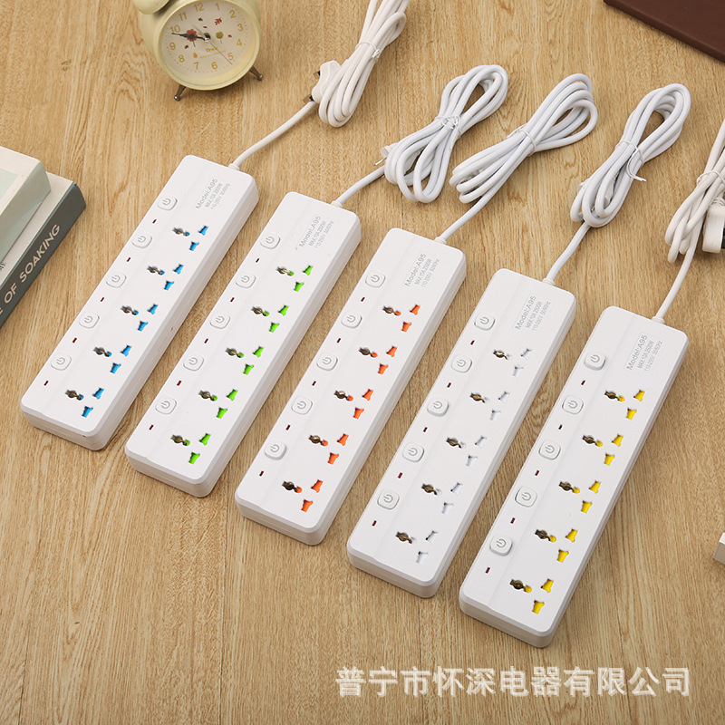 多位多插孔5色儿童安全防触电孔可选英规欧规美规中性袋装装插线