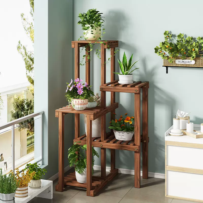 多层实木阳台花架置物架转角室外室内客厅绿植落地式大花盆架