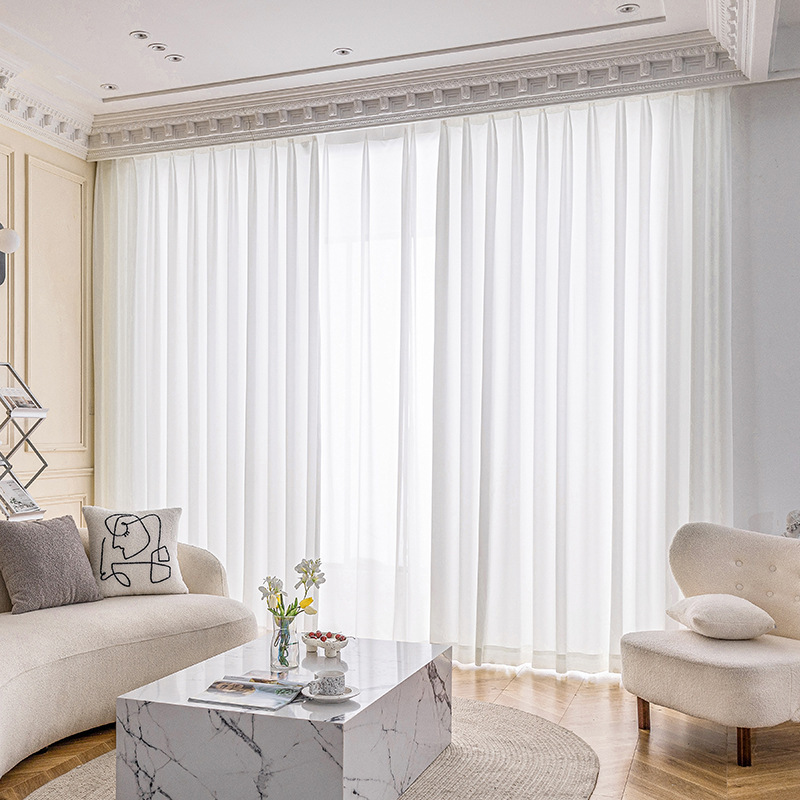 Cortina de gasa de corona, cortina de gasa, transparente, impermeable, sala de estar, balcón, pantalla de ventana, protección solar, aislamiento térmico, gasa blanca 2025 nuevo