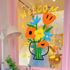 インスタイルの新鮮な花のステッカー花屋衣料品レストランミルクティーショップガラス窓漫画イラスト装飾ステッカー