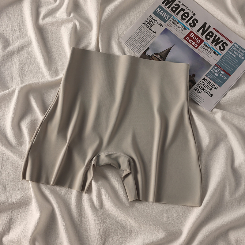 7A pantalones de seguridad de cintura alta sin costuras de seda de hielo para mujer, abdomen y caderas, ropa interior antibacteriana, estilo fino de verano, transpirable, anti-rizado, sin cintura