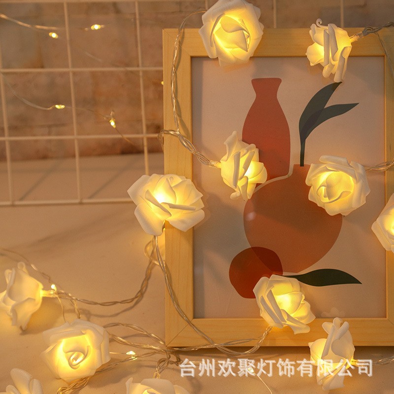 Lámpara decorativa del día de San Valentín Lámpara de amor Lámpara de color rosa Luz de clip de foto Cadena de luz Tanabata Ambiente romántico Lámpara de rama