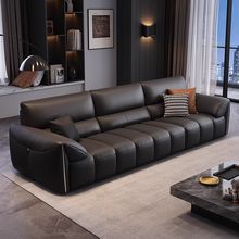 意式轻奢沙发客厅现代简约大小户型钢琴键黑色真皮沙发铁艺其他