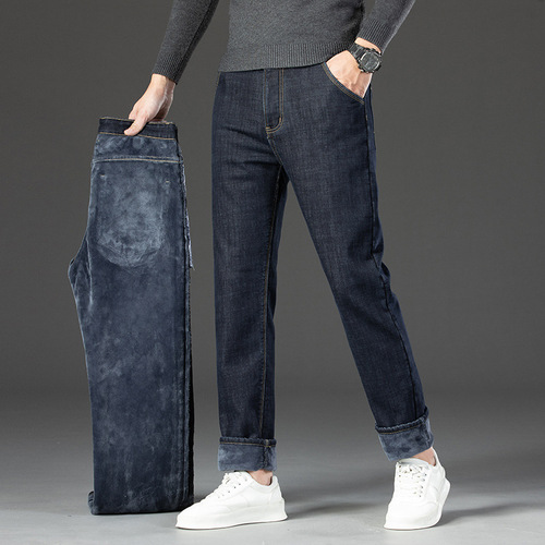 Direct Manufacturer Sale Spring and Autumn Season Men's Straight Leg Loose Thicken Fleece Warm Business Elastic Casual Pants