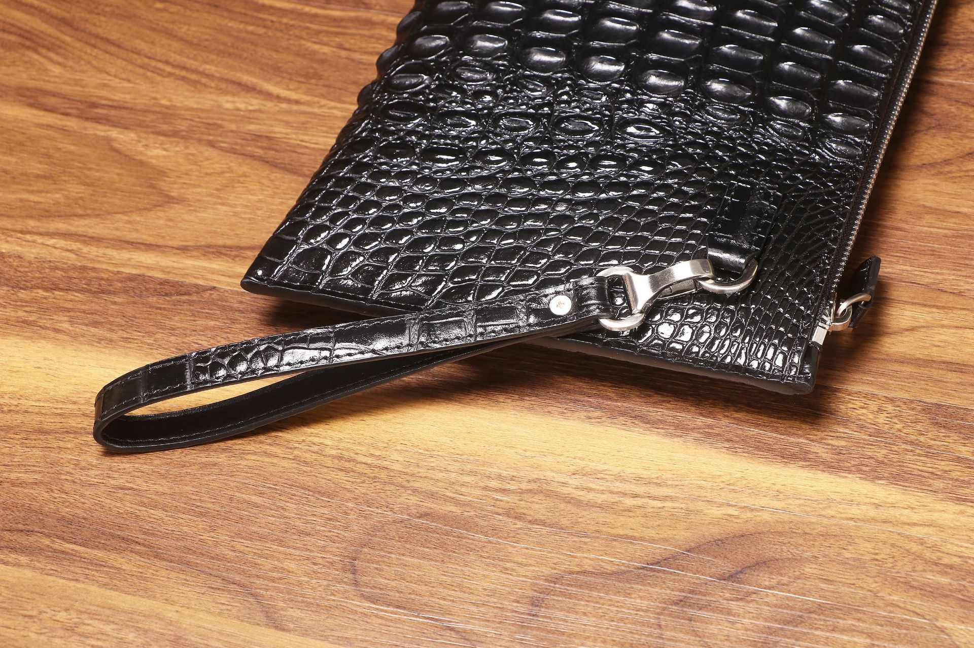 Túi clutch nam da silicon vân cá sấu dáng mỏng phong bì công sở chi tiết 5