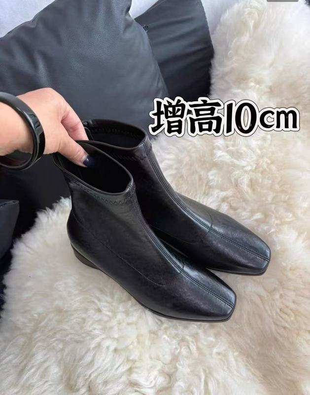 内增高~现货新款2025复古方头绒面百搭靴粗跟增高瘦瘦中筒靴女|undefined