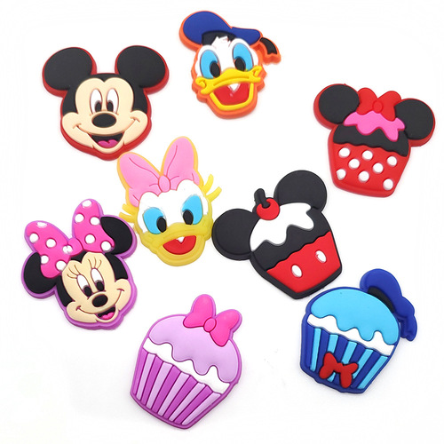 8-Piece Set Cute Mickey Hole Shoes Shoe Flowers Soft Personalized Versatile Garden Shoes Accessories