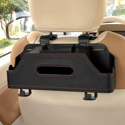 Car tissue box/set, Box Car Seat Back Multi-Functional - no-specifications-black-chair-back-double-water-cup-storage-box